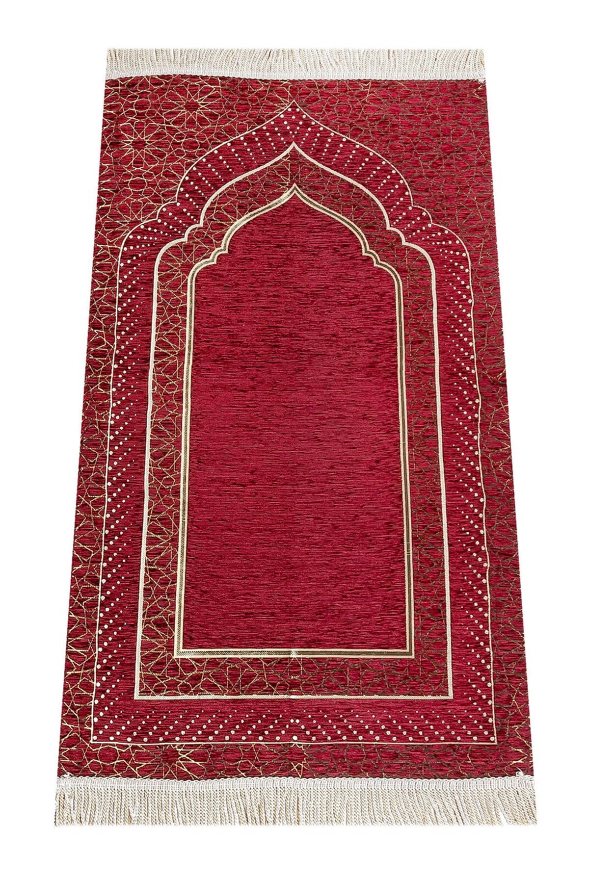 Mihrap Desenli Astarlı Şönil Seccade - Bordo