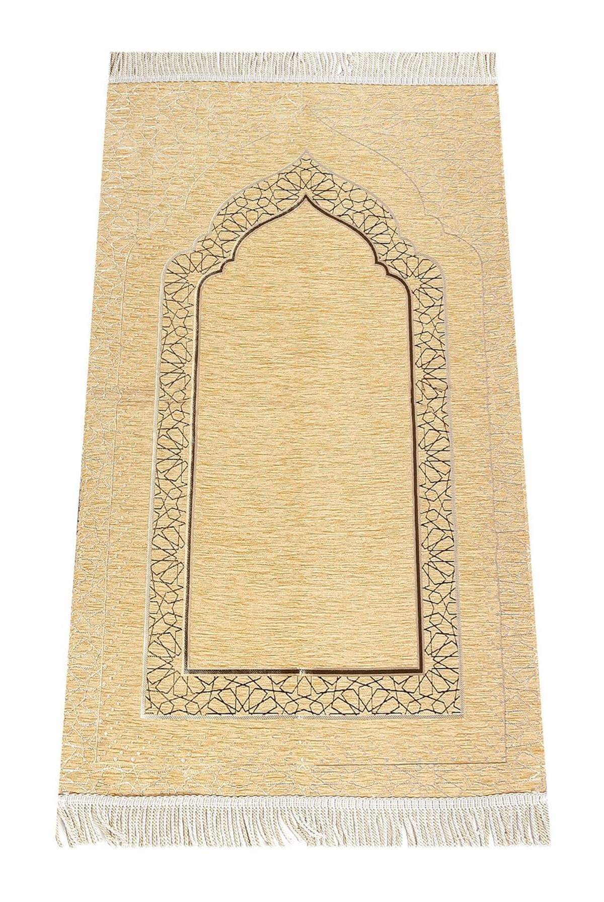 Mihrap Desenli Astarlı Şönil Seccade - Gold