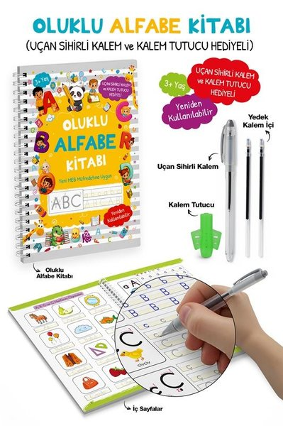 KolektifEgitim Etkinlik KitaplariOluklu Alfabe Kitabı - Uçan Sihirli Kalem ve Kalem Tutucu Hediyeli 3+ Yaş