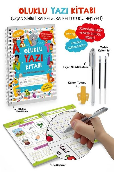 KolektifEgitim Etkinlik KitaplariOluklu Yazı Kitabı Anetil - Uçan Sihirli Kalem ve Kalem Tutucu Hediyeli 3+ Yaş