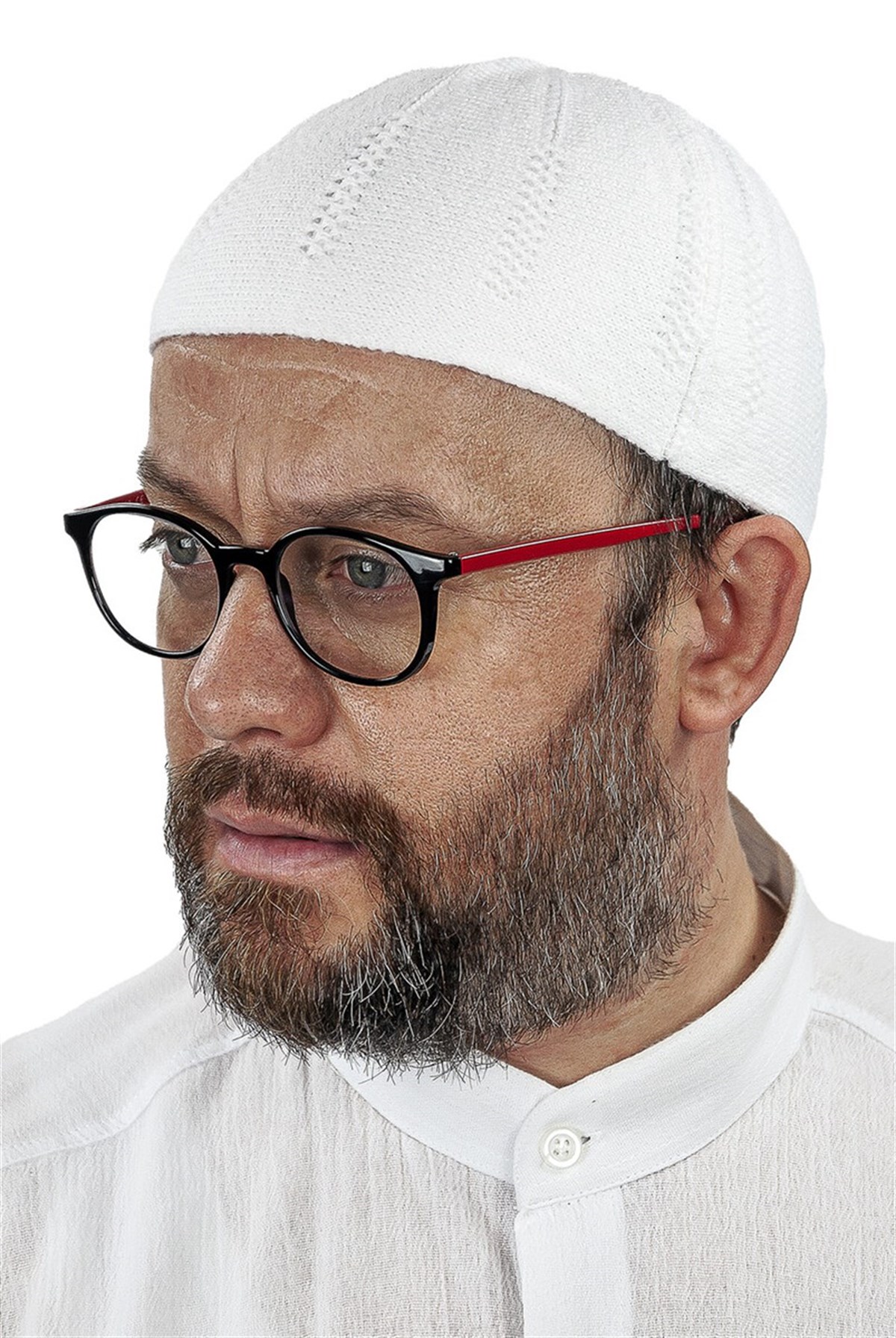 Orlon Örme Kışlık Yün Bere Takke Baklava Desen Beyaz