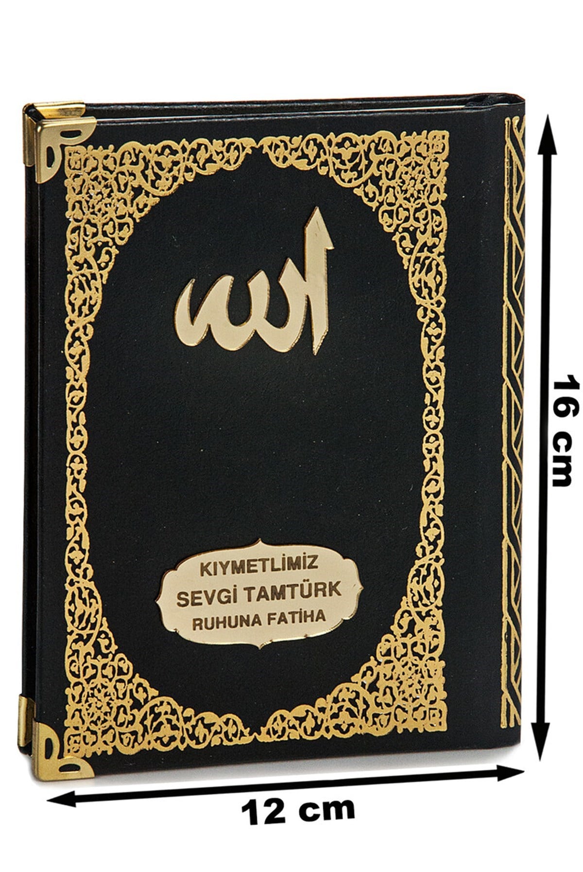 Pleksiye Özel İsim Yazılı Ciltli Yasin Kitabı Çanta Boy Siyah 128 Sayfa
