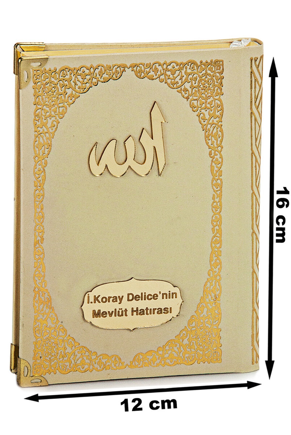 Pleksiye Özel İsim Yazılı Ciltli Yasin Kitabı Çanta Boy Krem 128 Sayfa