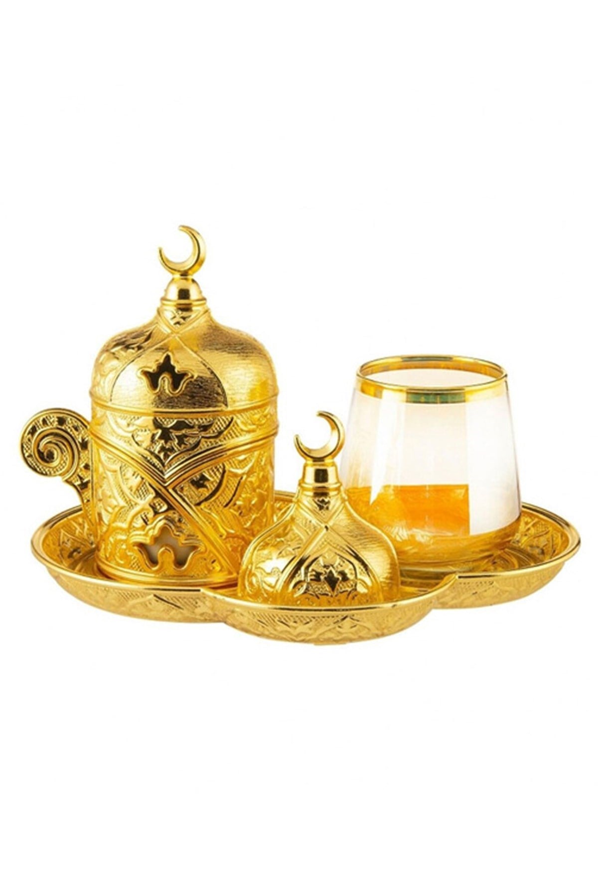 Sena Ziyafet Tek Kişilik Kahve  Sunum Seti Gold Kutulu
