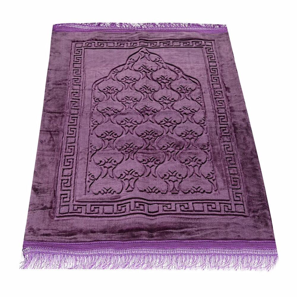 Soft Yumuşak Kadife Peluş Seccade Mor 70 x 110 cm - 1100 gr
