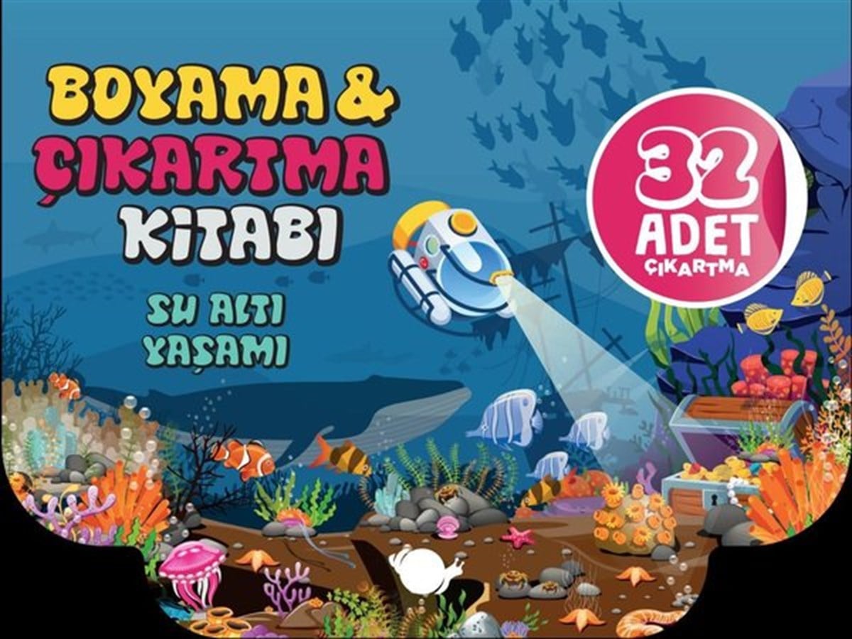 KolektifEgitim Etkinlik KitaplariSu Altı Yaşamı - Boyama ve Çıkartma Kitabı - 32 Adet Çıkartma