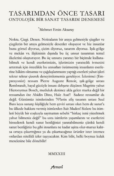 Mehmet Emin AksarayDeneme KitaplarıTasarımdan Önce Tasarı - Ontolojik Bir Sanat Tasarım Denemesi