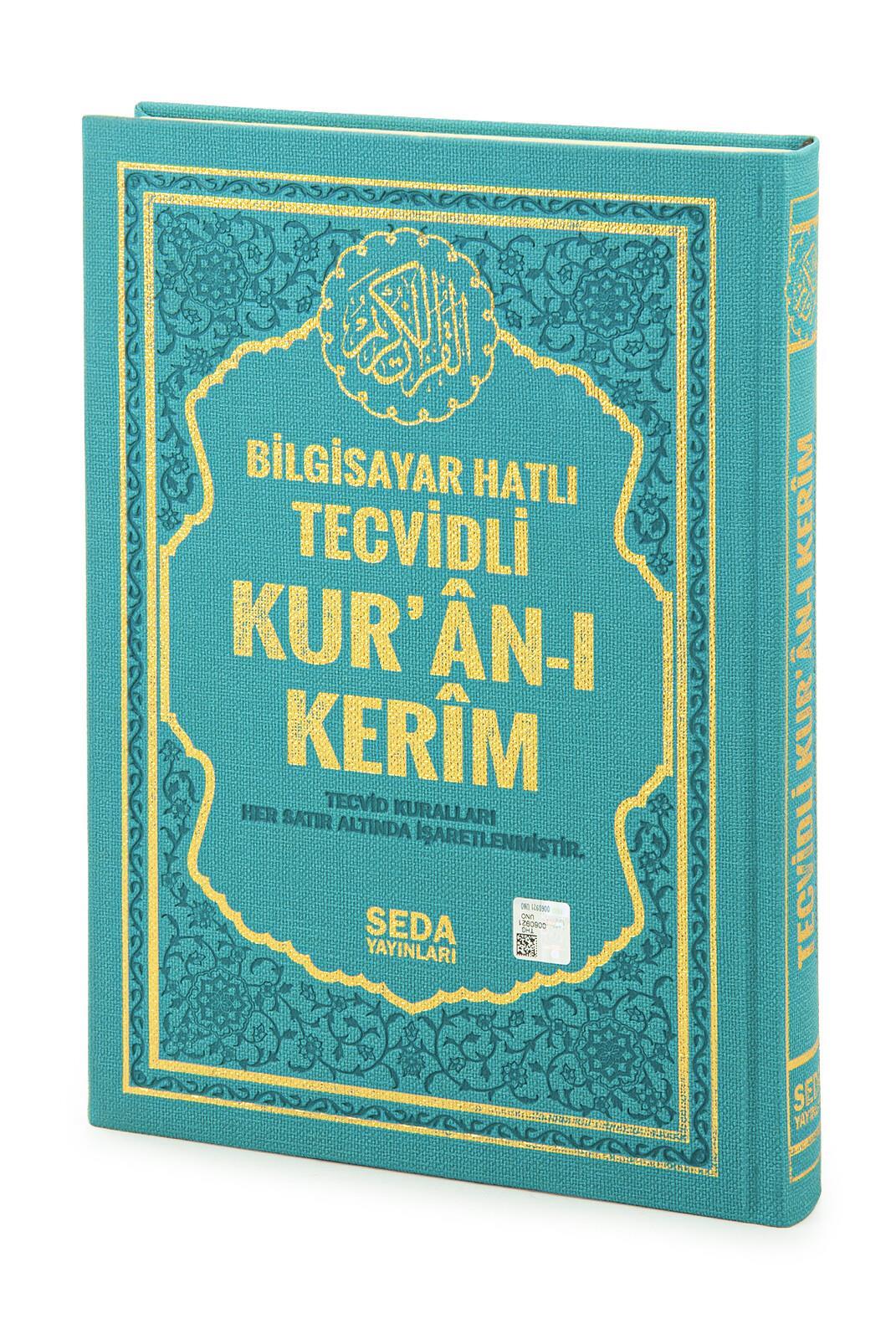 Termoderi Ciltli Satır Altı Tecvidli Kuranı Kerim - Bilgisayar Hatlı - Orta Boy -  Turkuaz Renk - Seda Yayınları