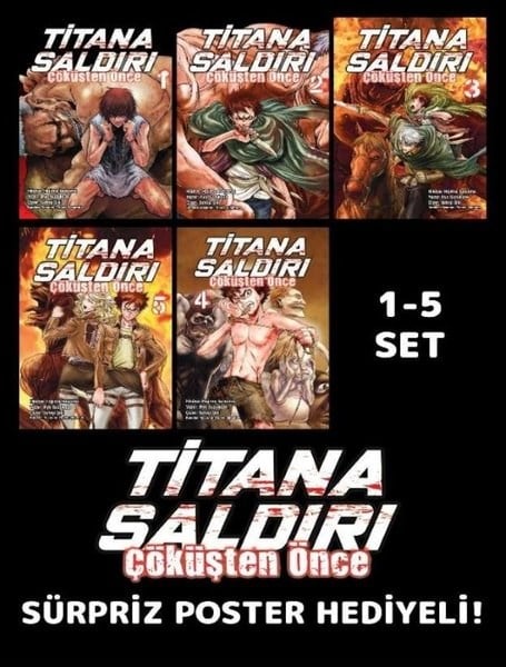 Hajime İsayamaMangaTitana Saldırı - Çöküşten Önce 1 - 5 - Poster Hediyeli Manga Set