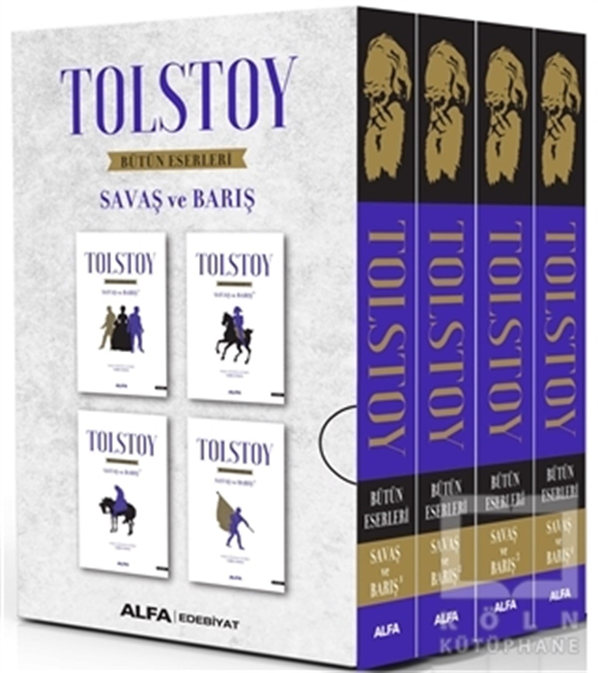 Tolstoy Bütün Eserleri Savaş ve Barış Seti-4 Kitap Takım-Özel Kutulu