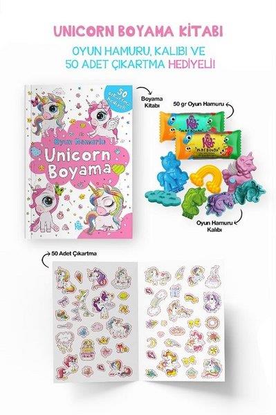 KolektifEgitim Etkinlik KitaplariUnicorn Boyama Kitabı - Oyun Hamuru Kalıbı ve 50 Adet Çıkartma Hediyeli 3 + Yaş