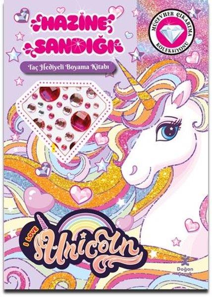 KolektifEgitim Etkinlik KitaplariUnicorn - Hazine Sandığı - Taç Hediyeli Boyama Kitabı - Mücevher Çıkartma Koleksiyonu