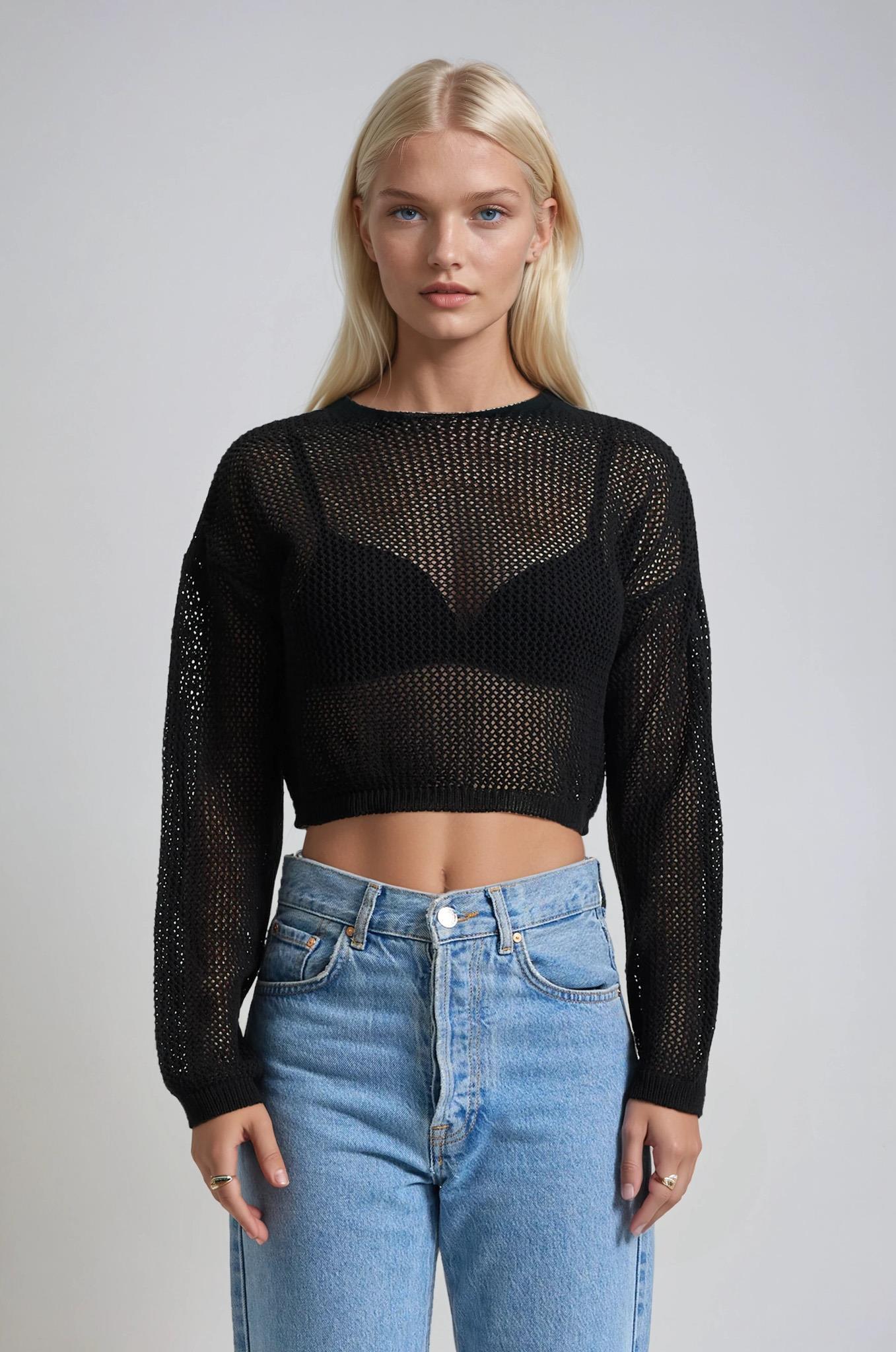 Ajurlu Crop Triko Kazak 1424