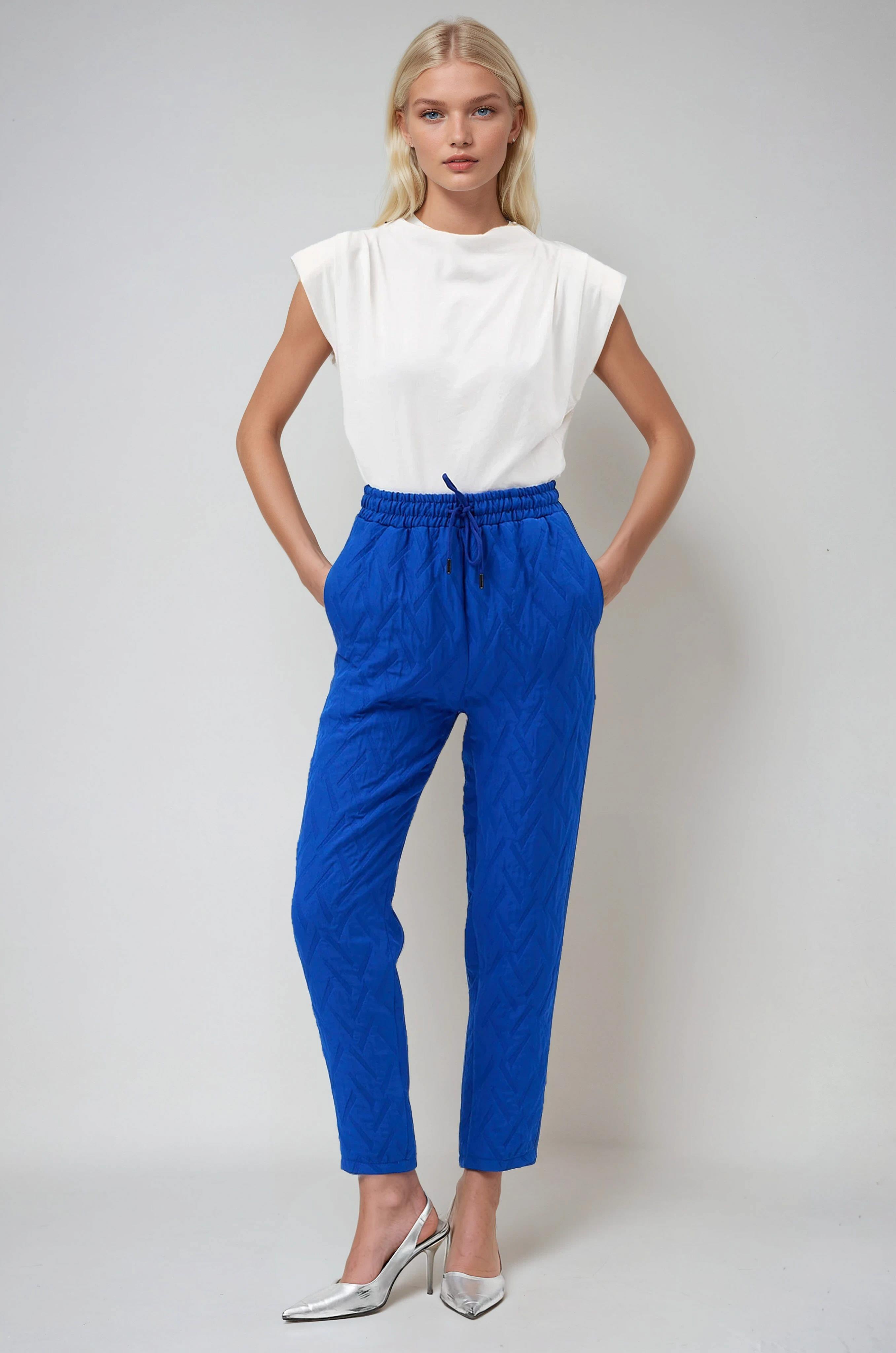 Beli Lastikli ve Desenli Havuç Pantolon 0095 R4-K-K3