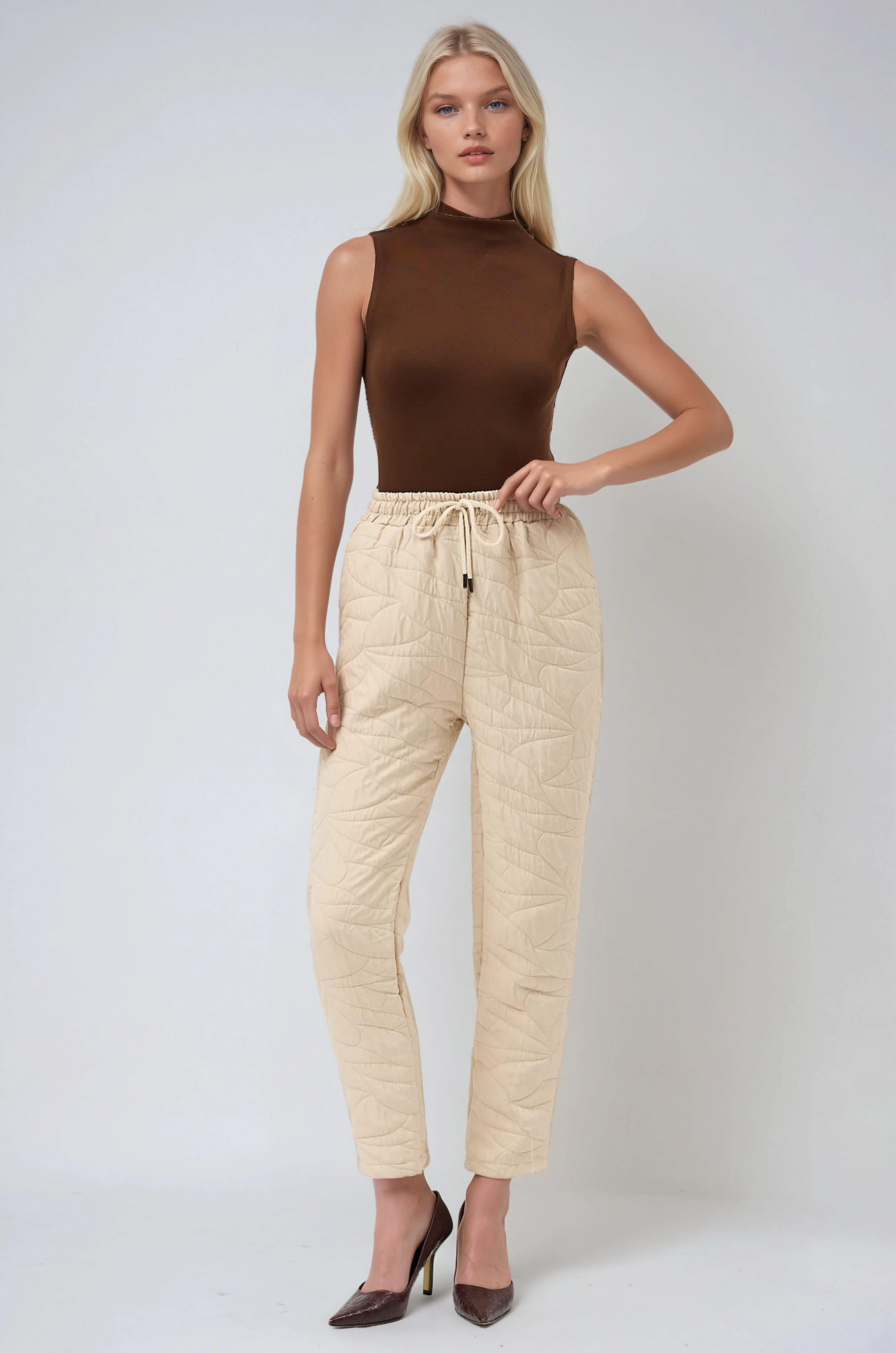Beli Lastikli ve Desenli Havuç Pantolon 0095 R4-K-K3