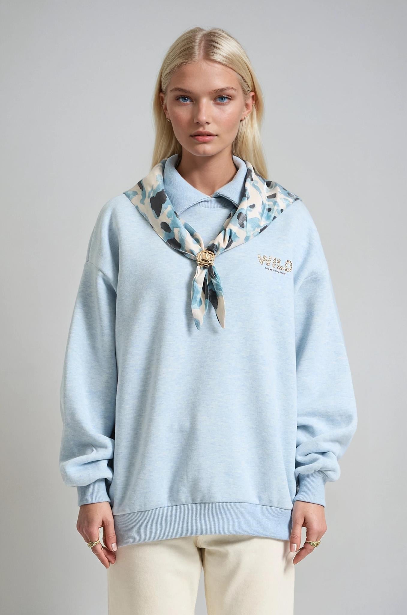 Eşarp Detaylı Oversize Sweatshirt 3498