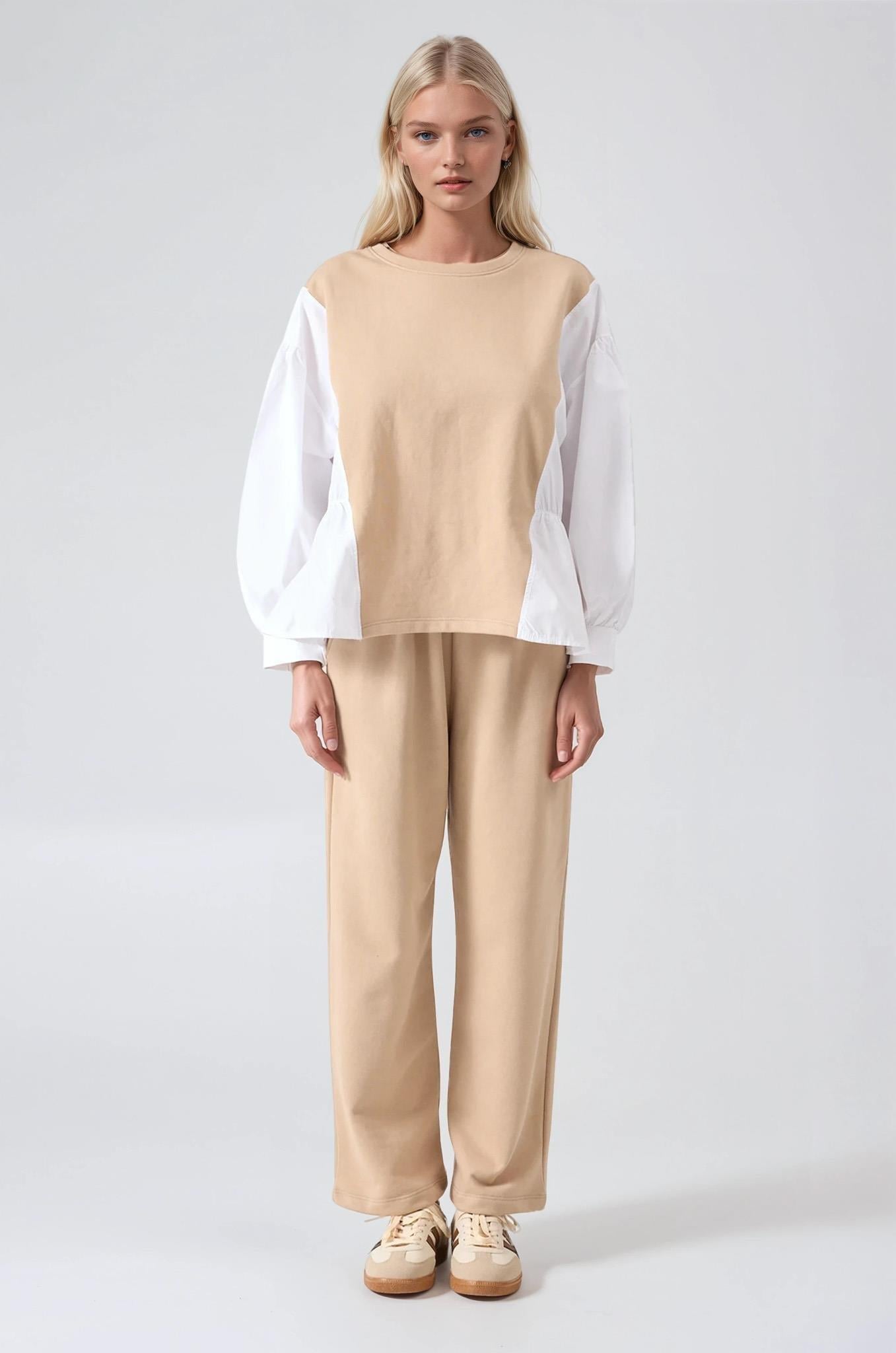 Kolları Poplin Detaylı Sweat Pantolon Takım 10322