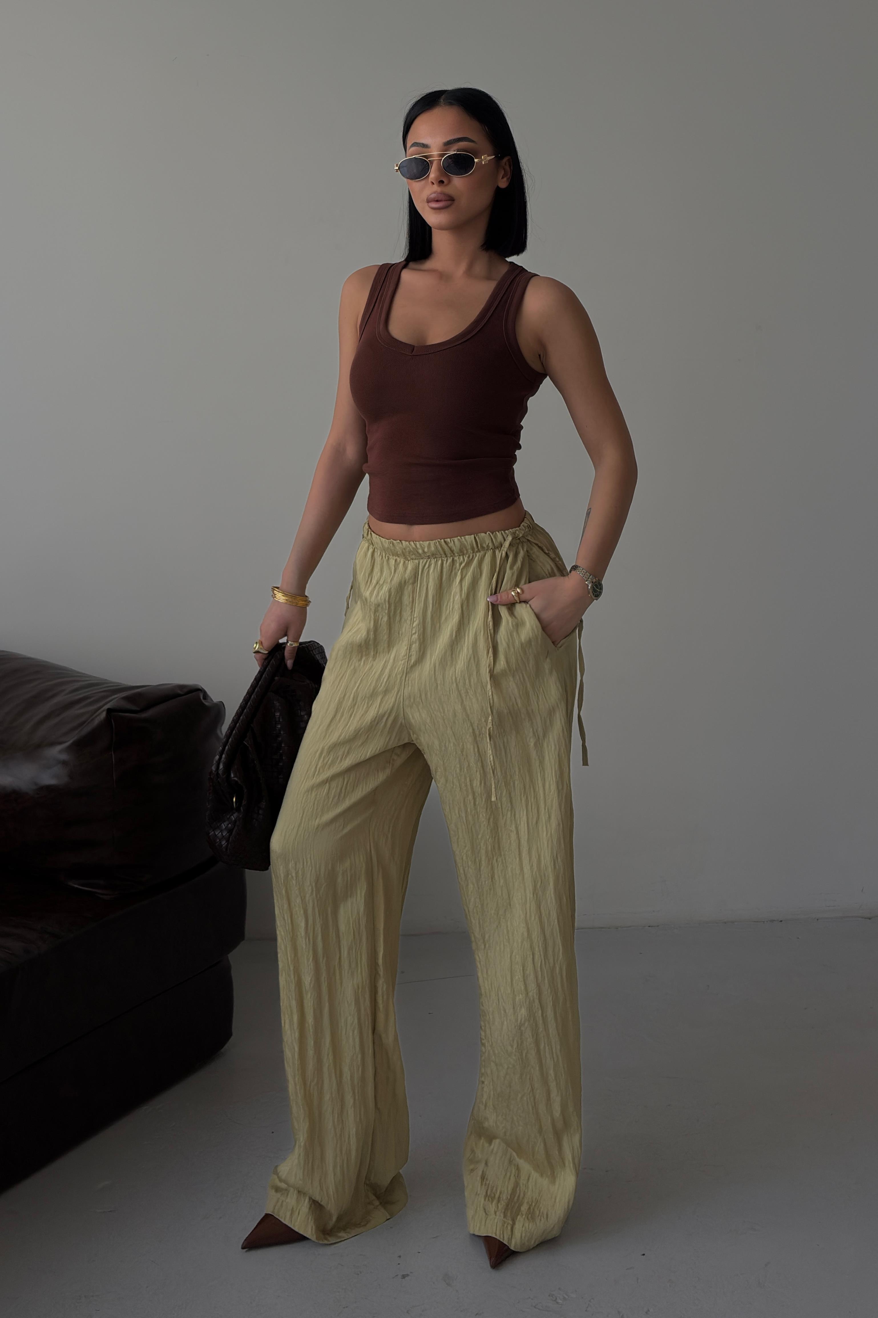 Beli Büzgü Detaylı  Rahat Pantolon   0128