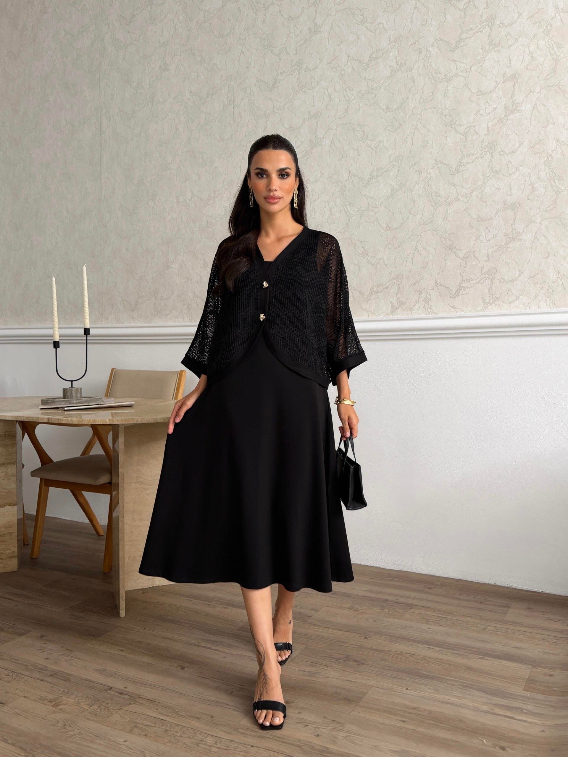 Zr Model Hırka Elbise Premium İkili Takım - Siyah