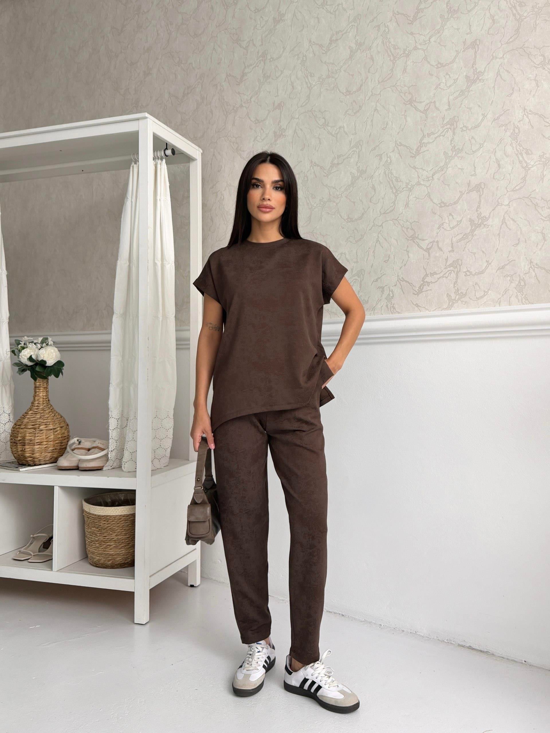 Zr Model Kendinden Desenli Premium Modal Takım - Kahve