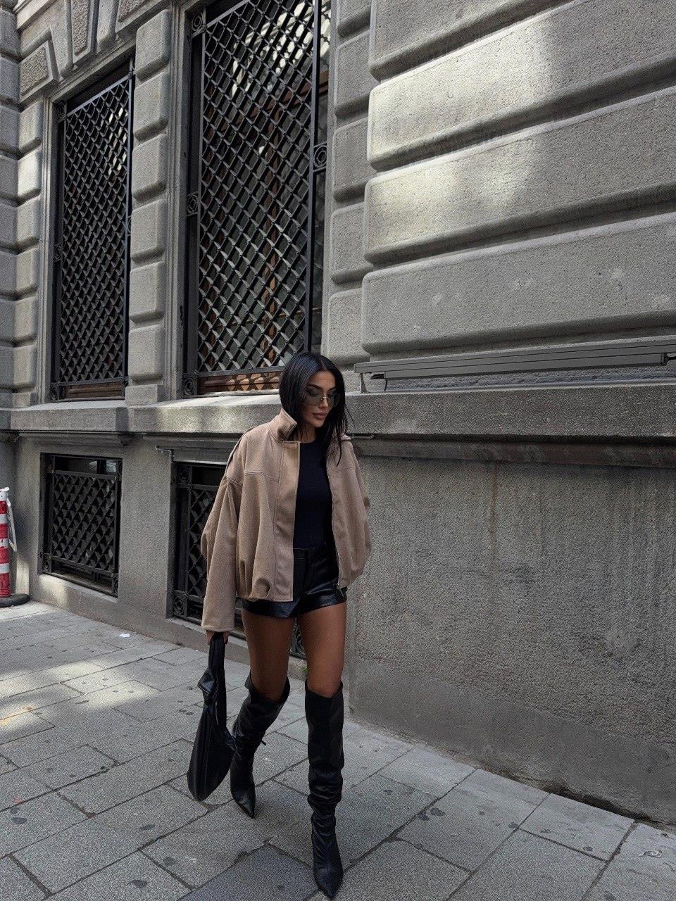 Zr Model Süet Premium Bomber Ceket - Bej