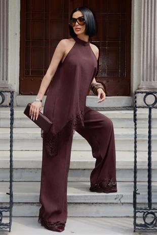 Dantel Detaylı Pantolon Bluz Set  10330