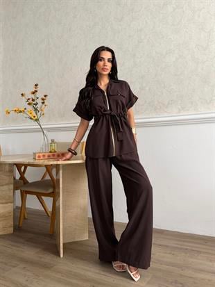 Zr Model Gold Detay Premium İkili Takım - Kahve