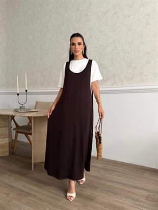 Zr Model Salopetli Premium İkili Takım - Kahve
