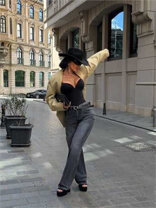 Zr Model Yüksek Bel Premium Jean Pantolon - Füme