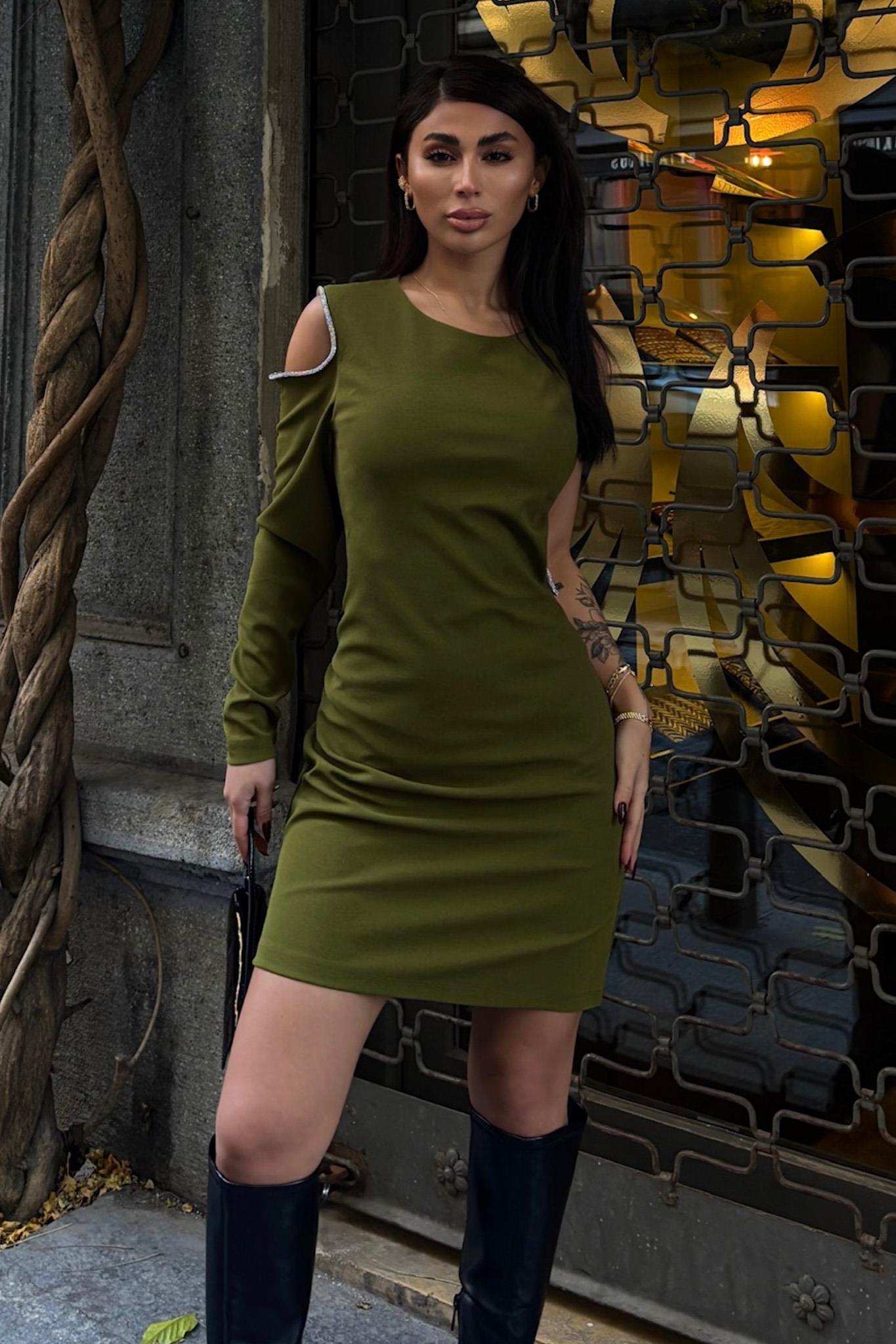 Adore Tek Kol Taş Detay Elbise 2684-8 R6-H-K3