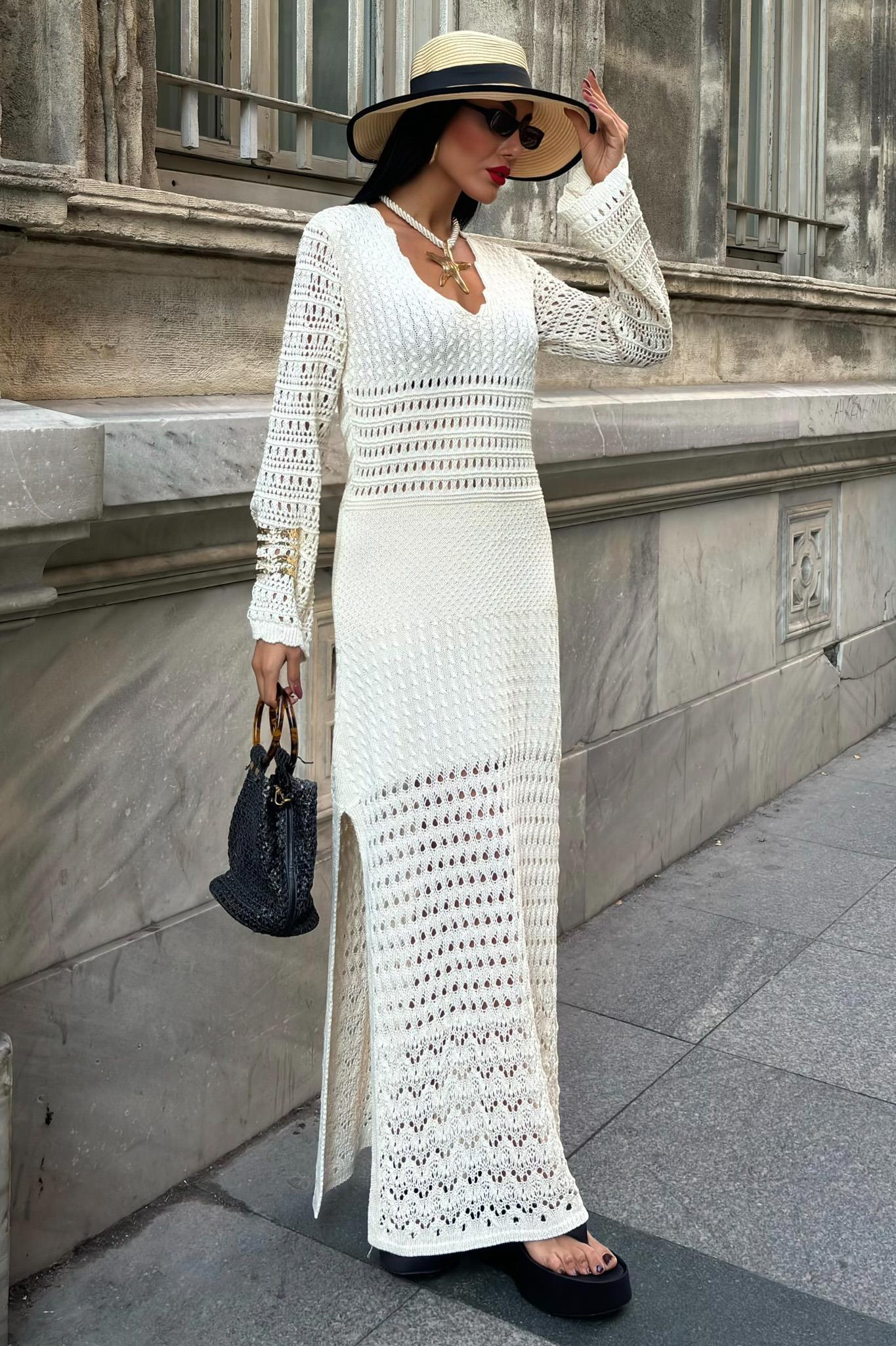 Ajur Detaylı İspanyol Kol Elbise 2840 R1-H-K3