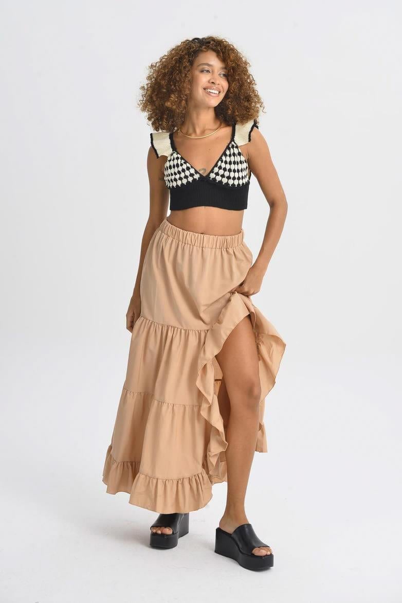 Audrey Fıfrlı Yırtmaç Detay Etek 4037 R6-I-K4