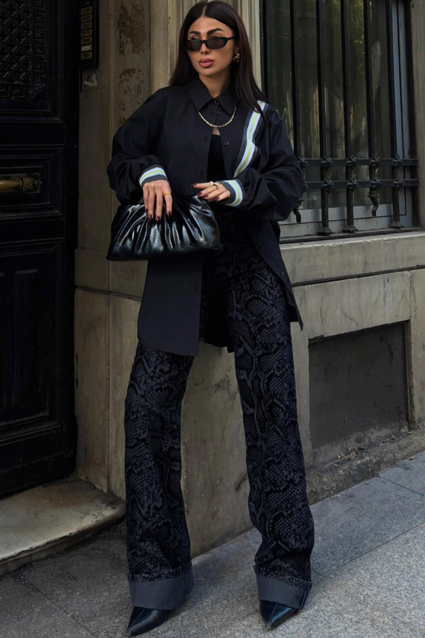 Bant Detaylı Oversize Poplin Gömlek 3436 R6-F-K3