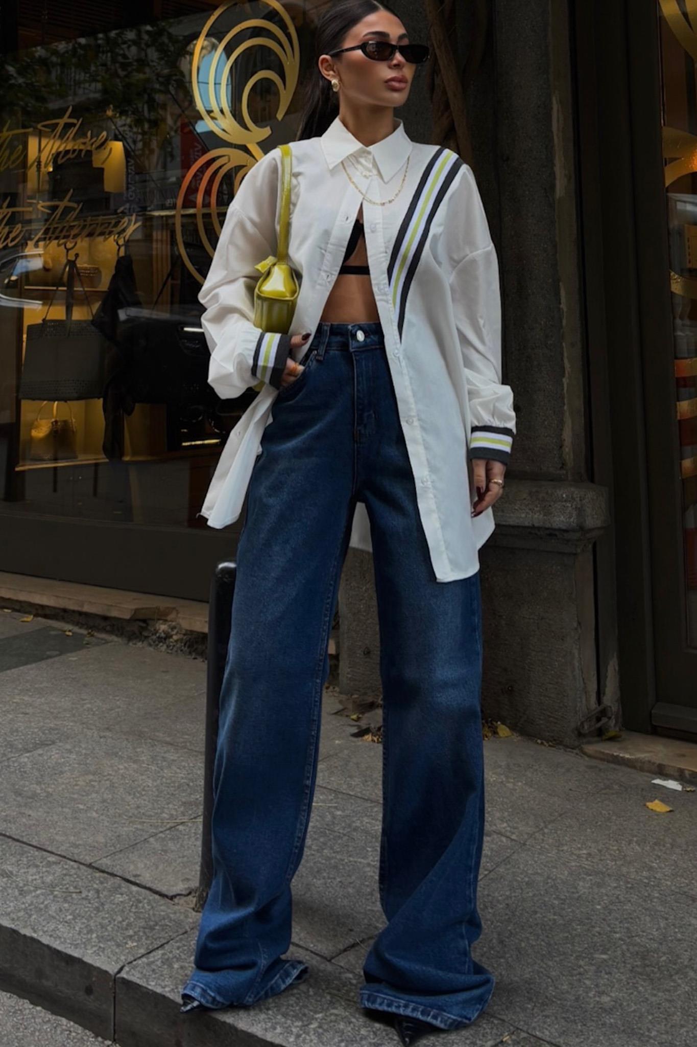 Bant Detaylı Oversize Poplin Gömlek 3436 R6-F-K3