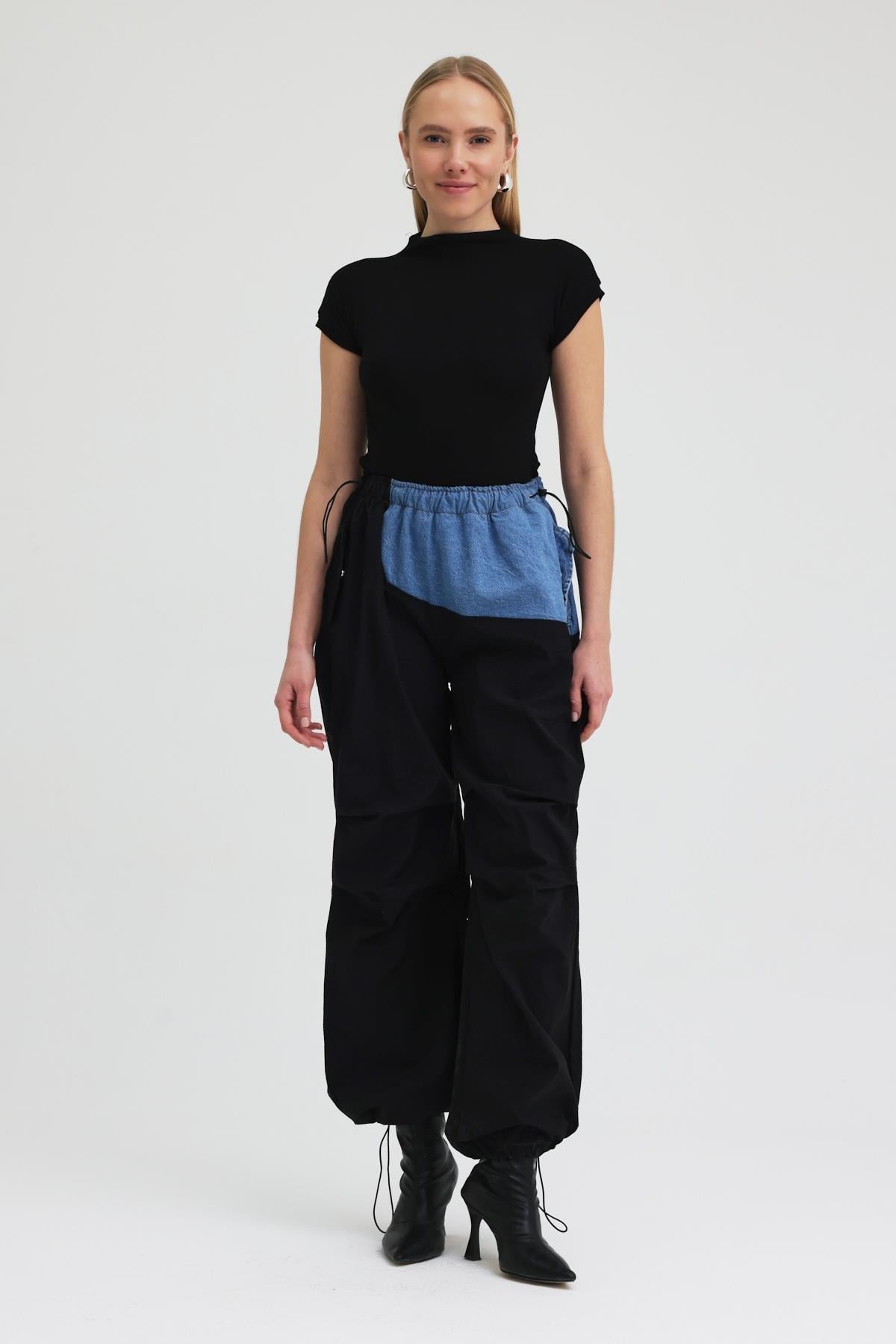 Denim Garnili Lastikli Kargo Pantolon 0105 R2-G-K1