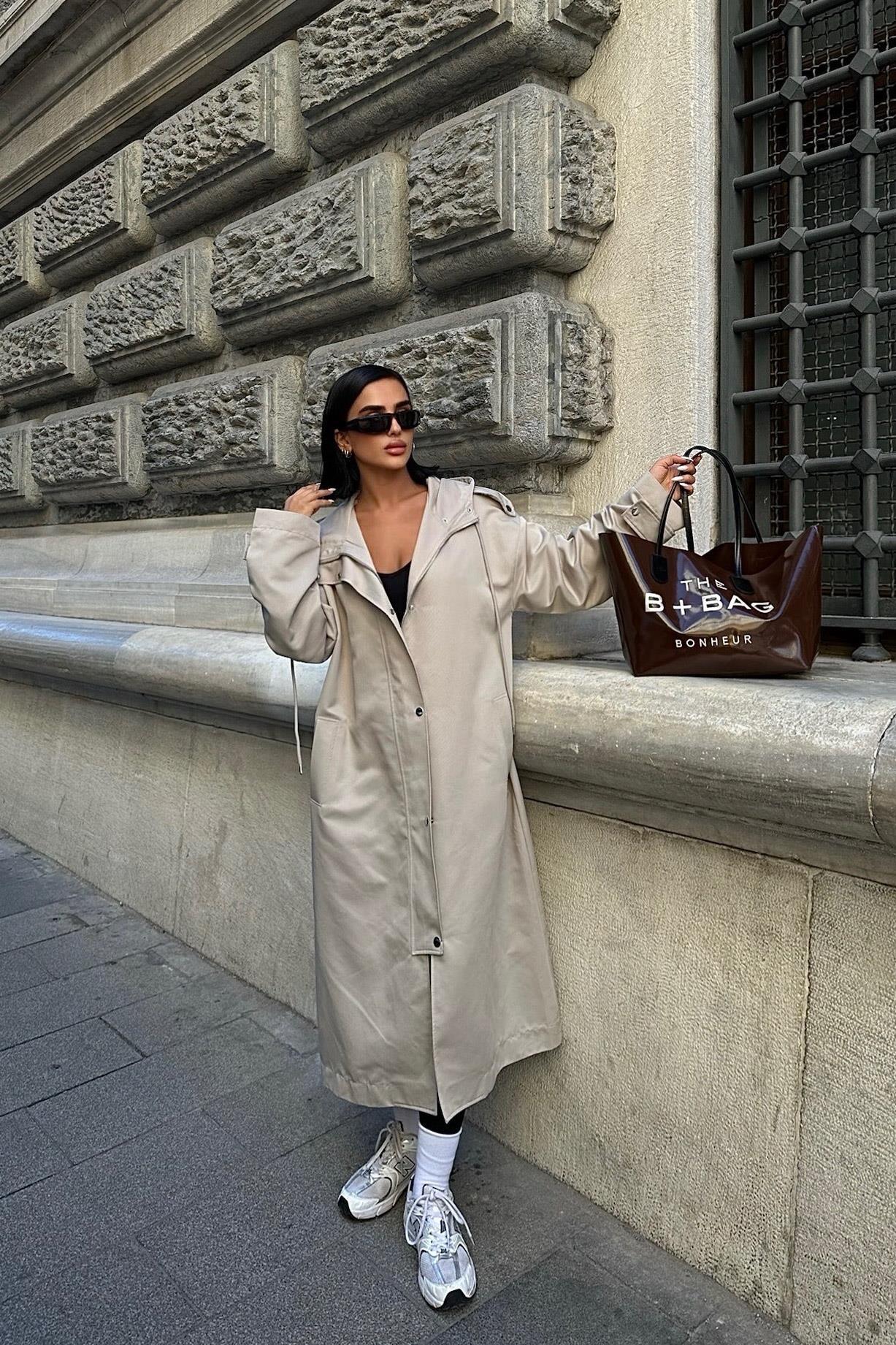 Dennis Oversize Kapşonlu Trençkot 7056