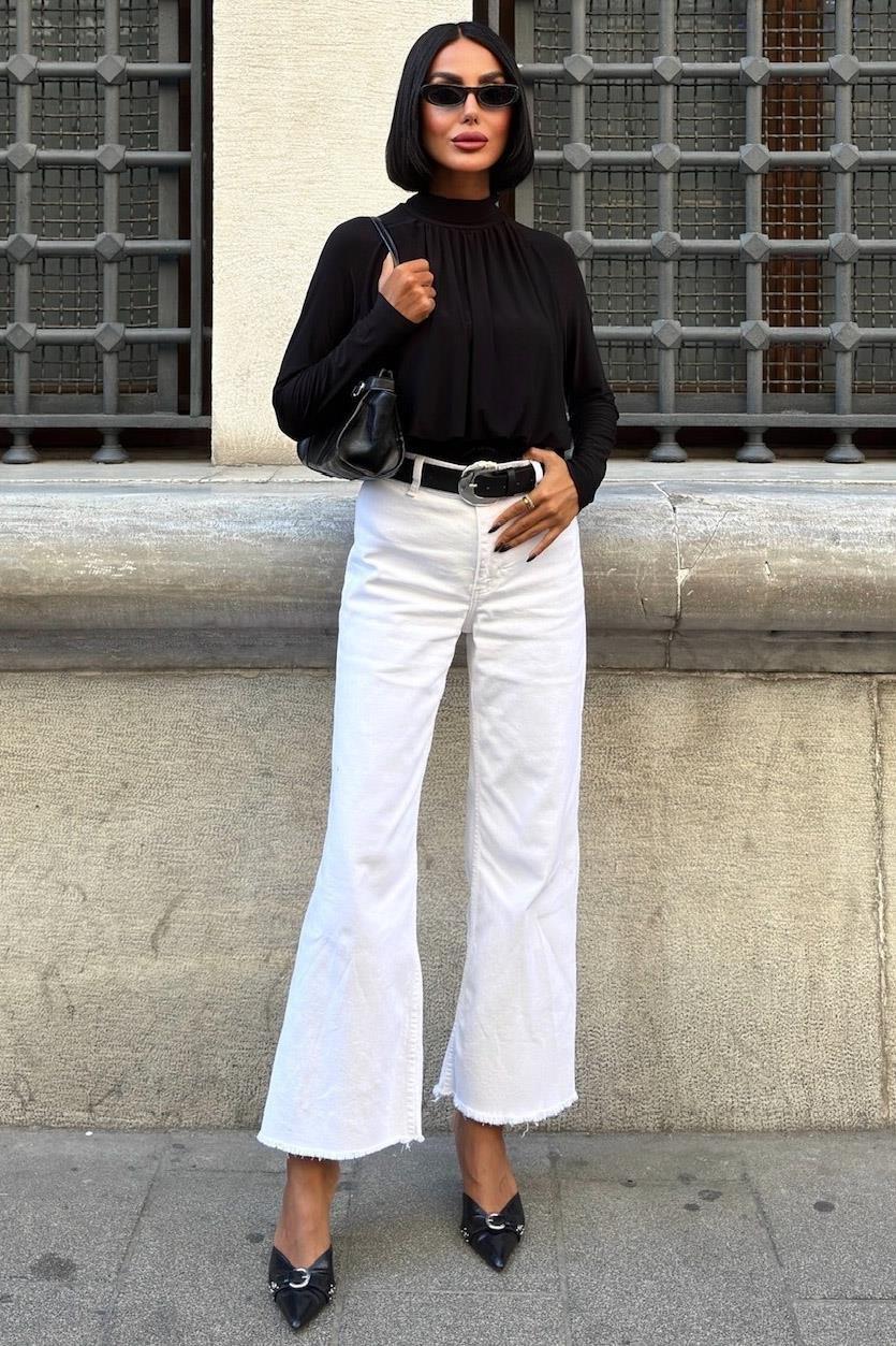 Döküm Detaylı Boğazlı Sandy Bluz 3480 R3-E-K3