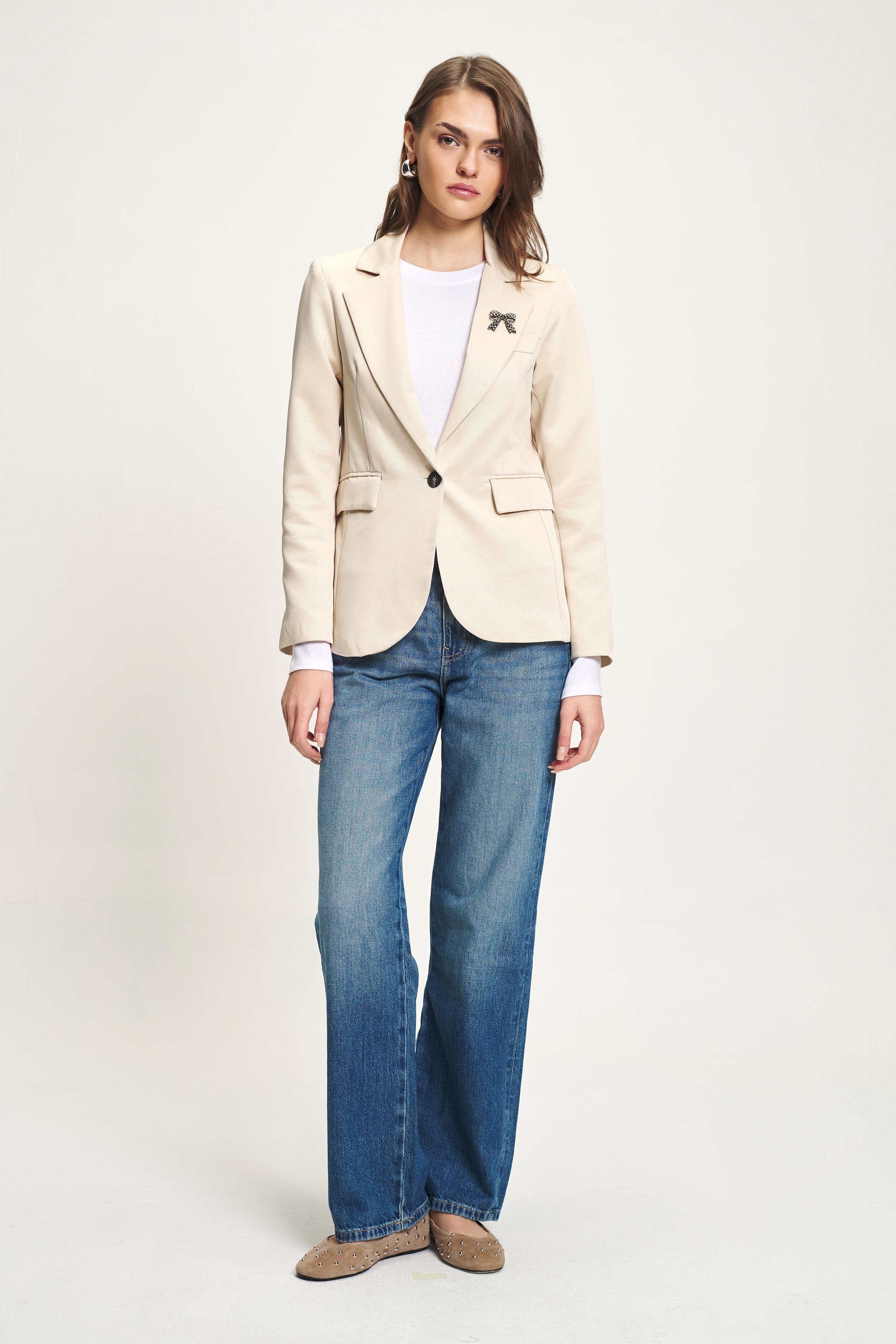 Fiyonk Broşlu Astarlı Slim Fit Ceket 6149 R9-F-K1