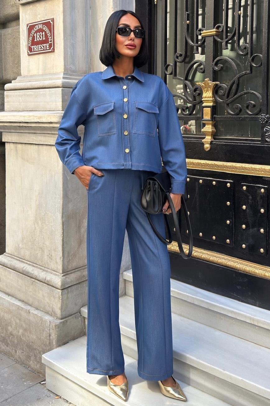 Gömlek ve Palazzo Pantolon Nikol Takım 10244