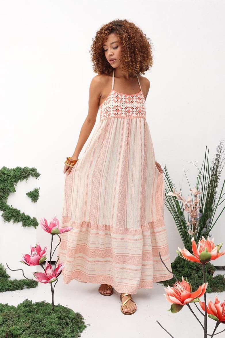 Helen Desenli Keten Elbise 2745-8