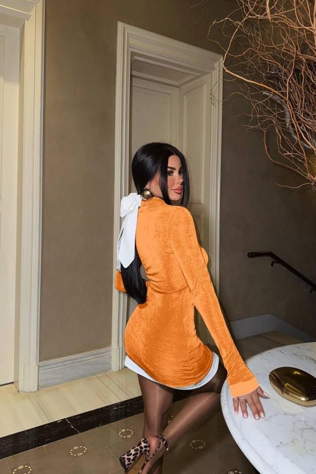 İthal Buzi Kumaş Garnili ZR Model Elbise