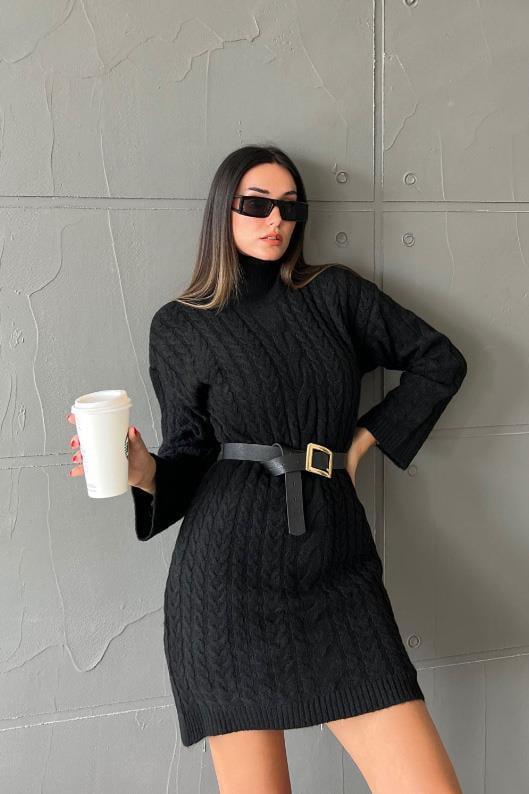 Ivanka Örgü Desen Mini Elbise 2553-02