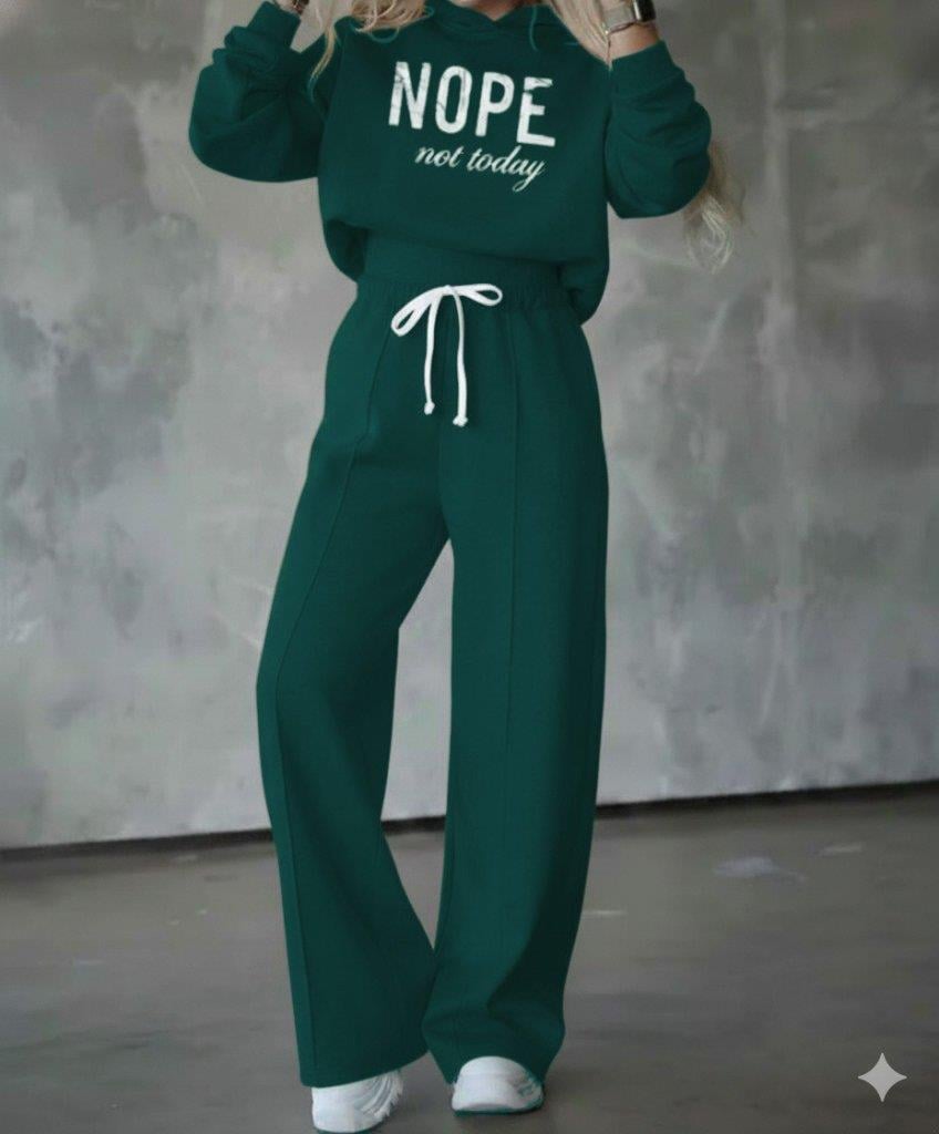 Kadın Uzun Kollu Nope Baskılı Beli Ribanalı Ikili Takım