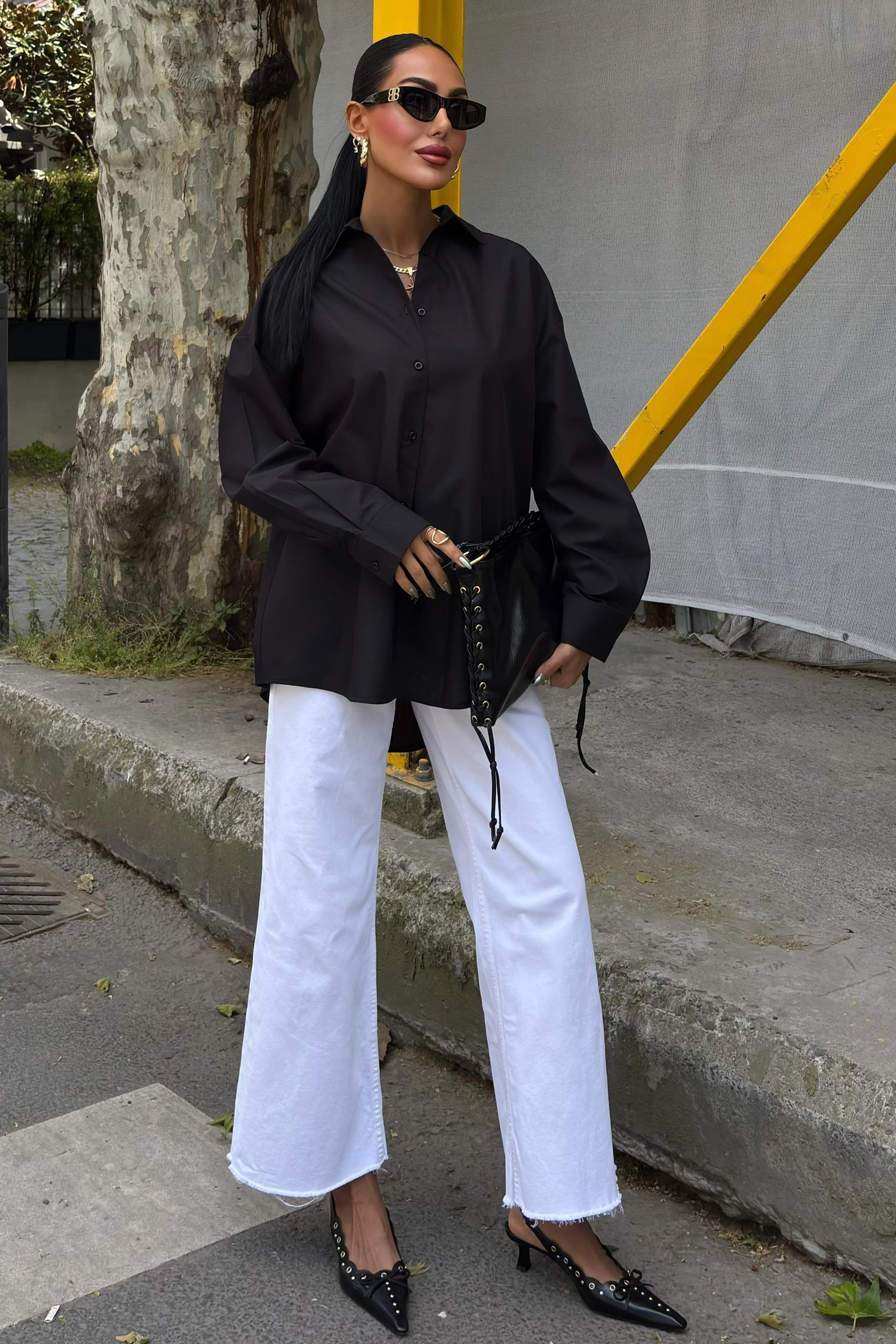 Klasik Oversize Poplin Gömlek 3421 R8-H-K4