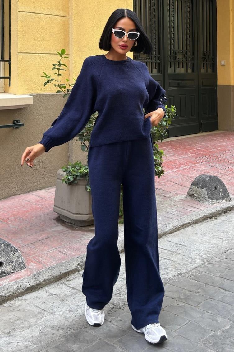 Kolları Aksesuar Dekolteli Triko Takım 10229 R1-D-K3