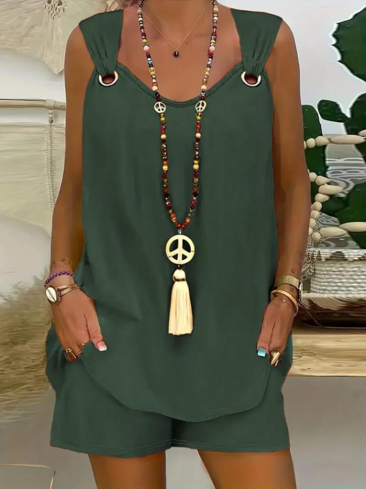 Kuş Gözü Detay Bluz şort Ikili Takım