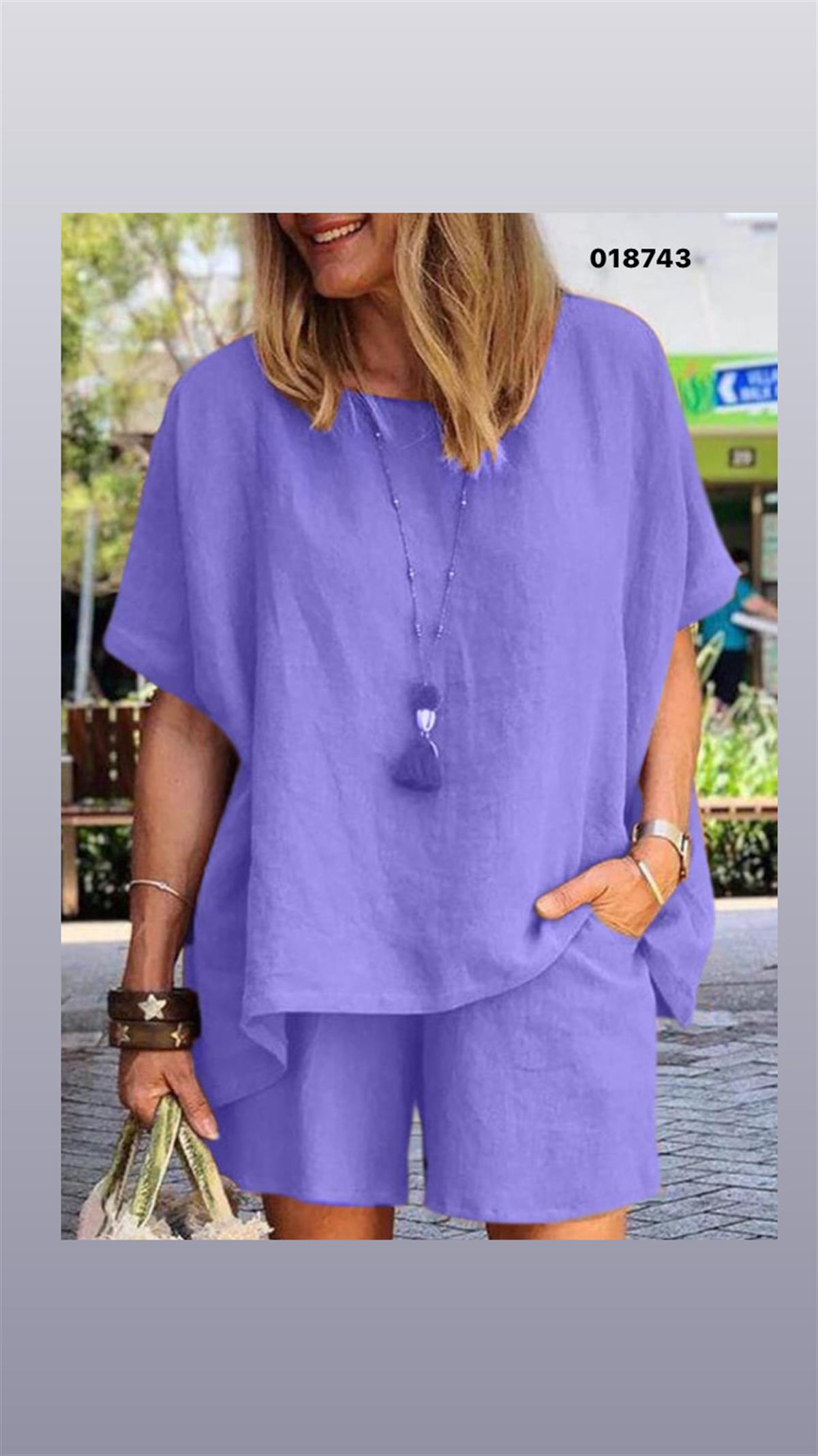 LİLA Oversize ithal keten ikili takım