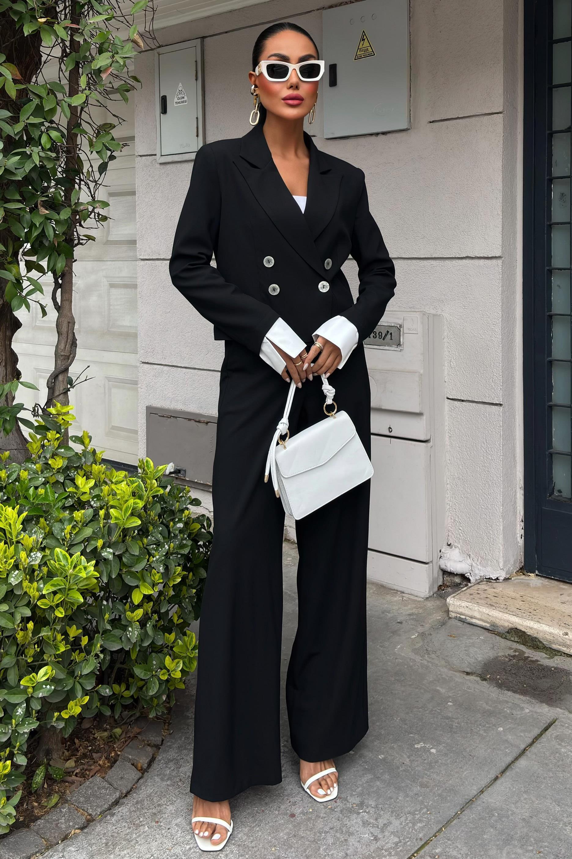 Manşetleri Garnili Kruvaze Ceketli Takım 10168 R6-D-K5