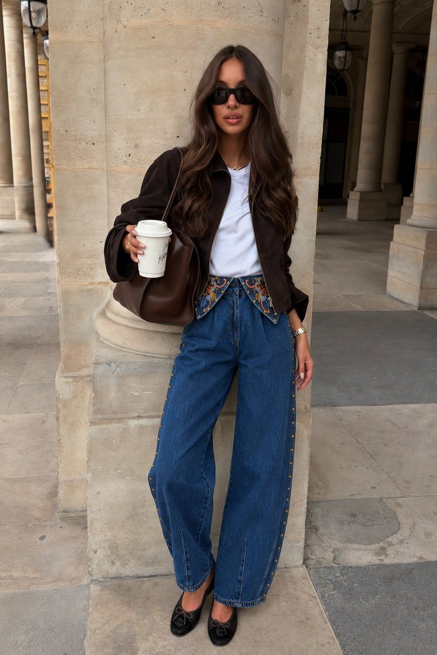 Maren Çiçek Nakışlı Balon Jean  0153