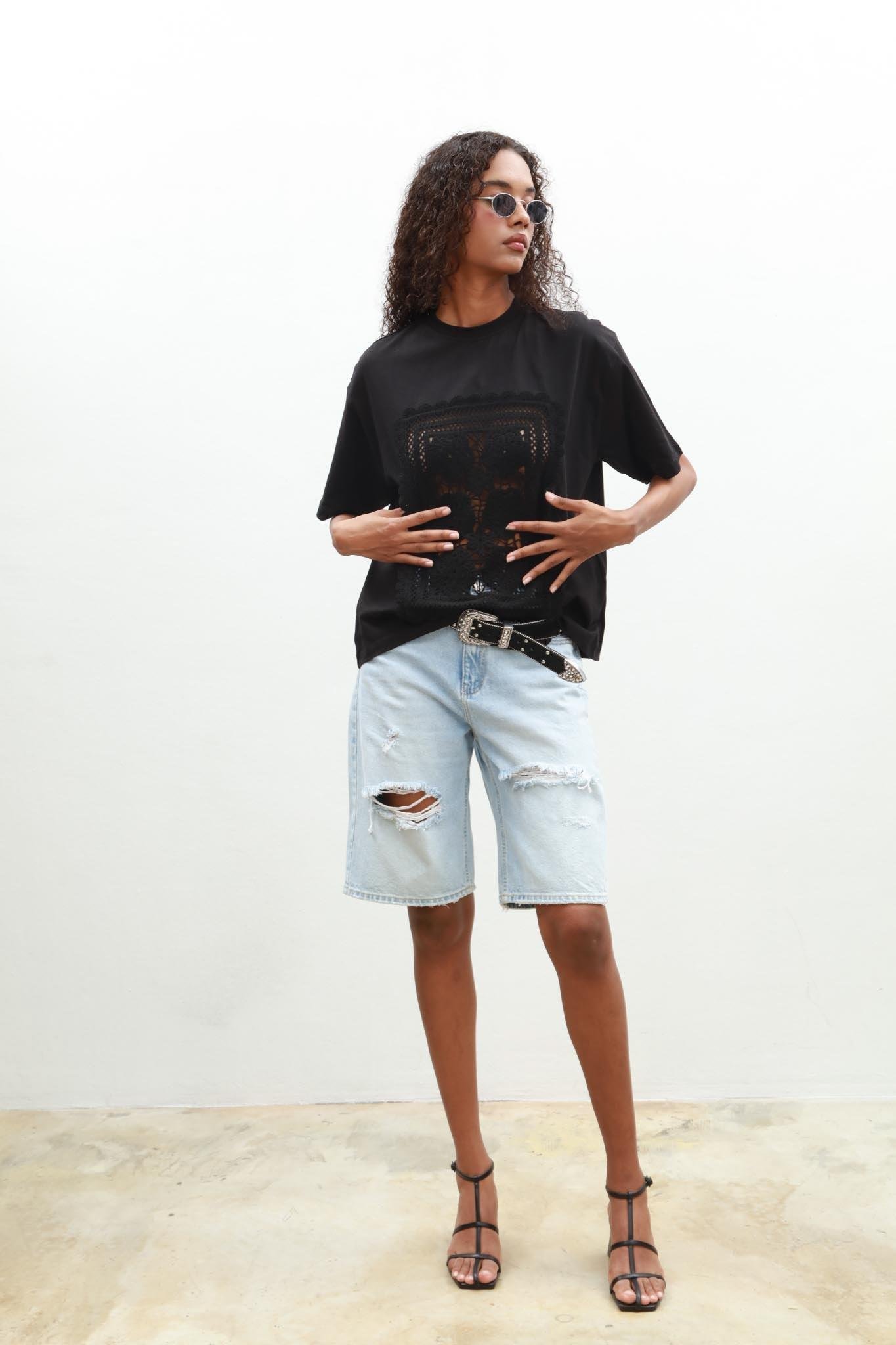 Melasti Motifli Brodeli Tişört 8019-8 R5-C-K2